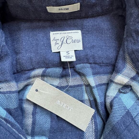 J.Crew Mens slim fit cotton button down shirt navy size small NWT long sleeve - Picture 3 of 7
